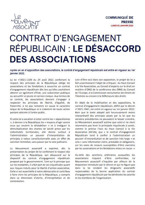 communiqué de presse CER