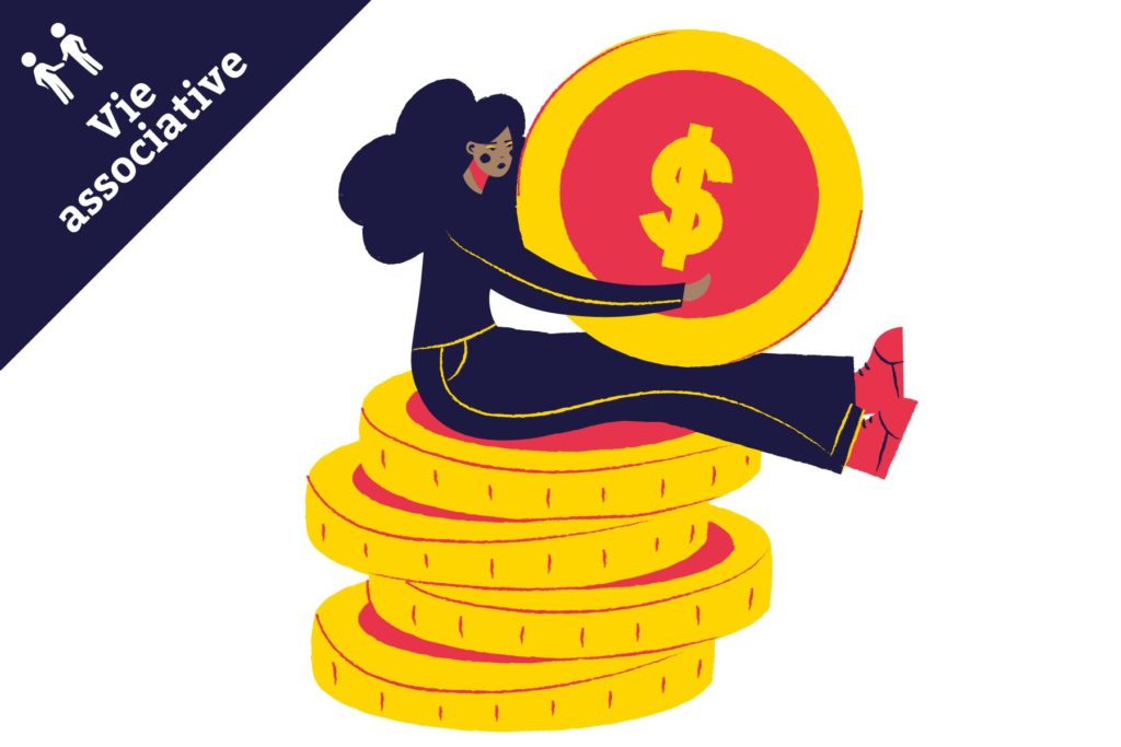 Femme assise sur de l'argent