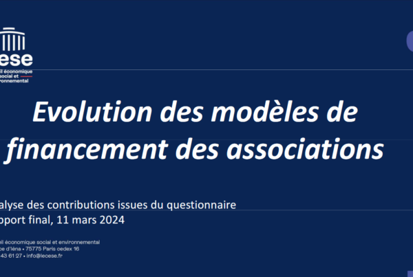 Première page du rapport de la consultation du CESE sur le financement associatif